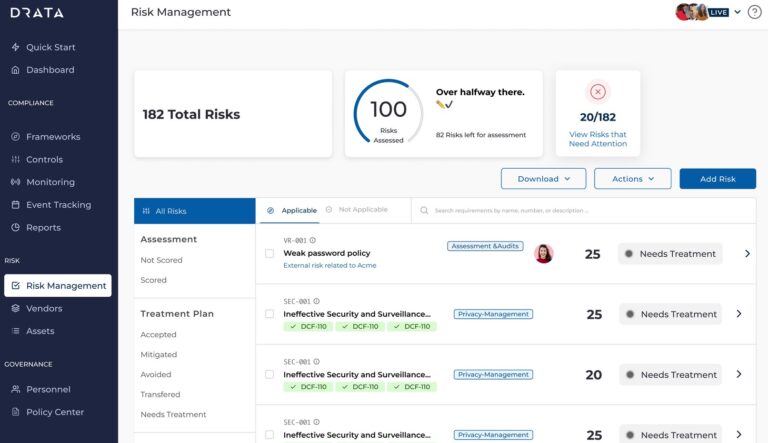 Drata review - risk management platform.