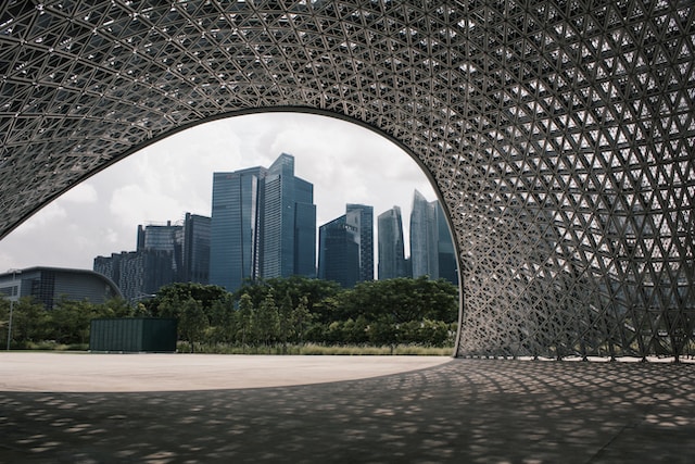 A picture of a business district.