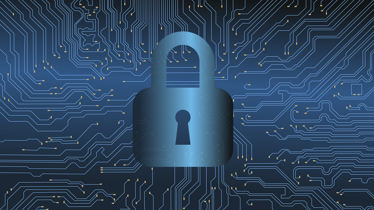 Cybersecurity as a Compliance Strategy - A security lock on top of a computer's digital network.