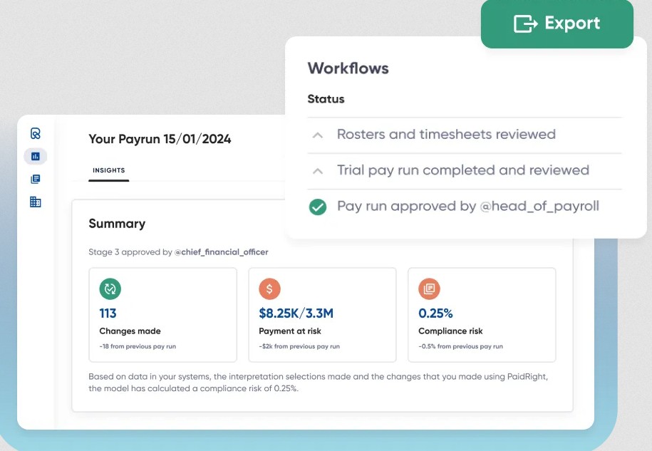 PaidRight PayPrecision workflow screen.