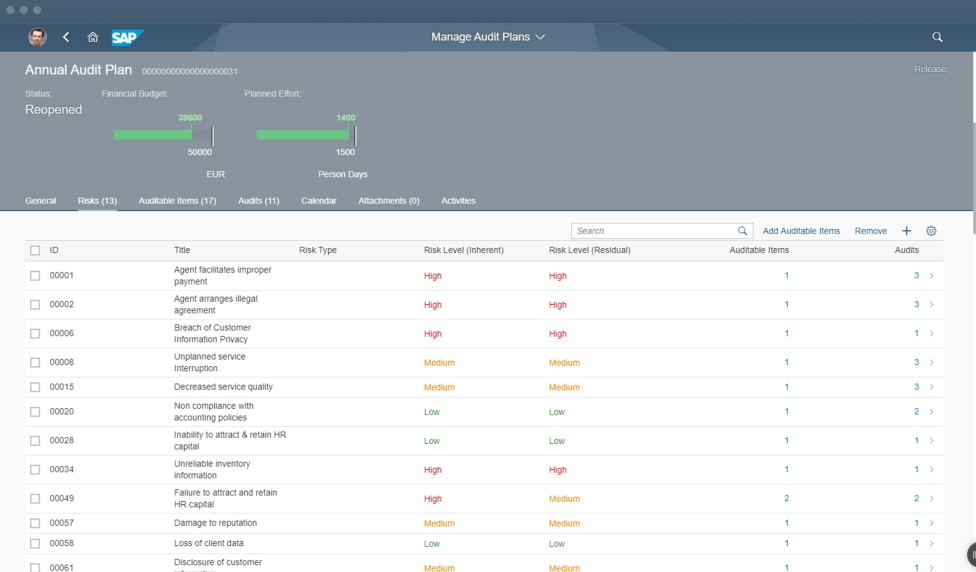 SAP - Dashboard Annual Audit Plan.