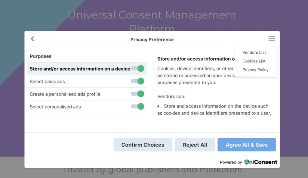 UniConsent Consent Management Platform