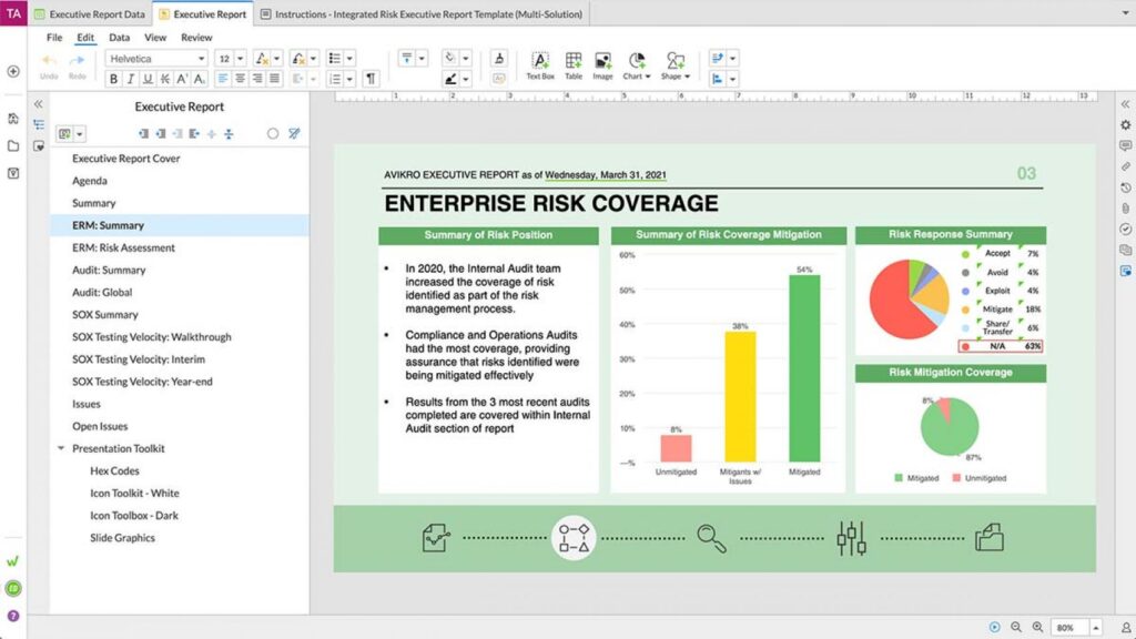Workiva Enterprise Risk Management Executive Report Screen.