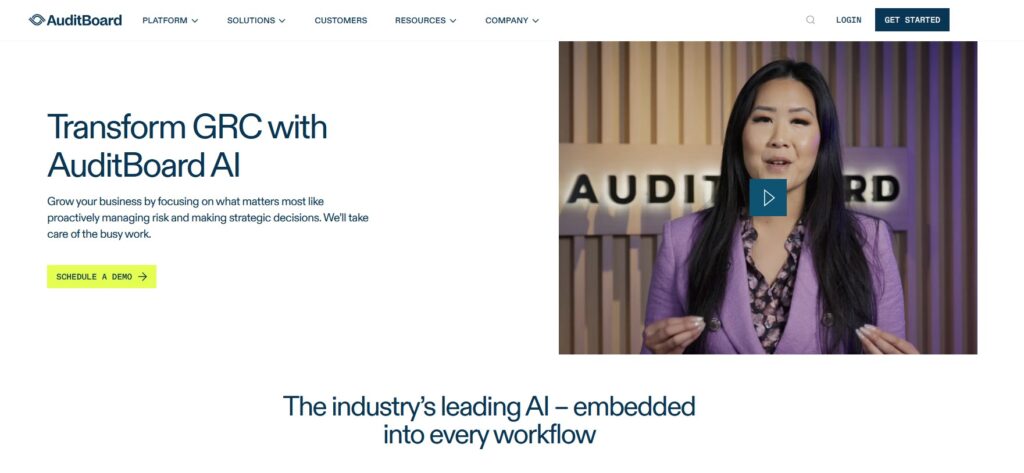 Auditboard AI - home page for the GRC compliance platform.