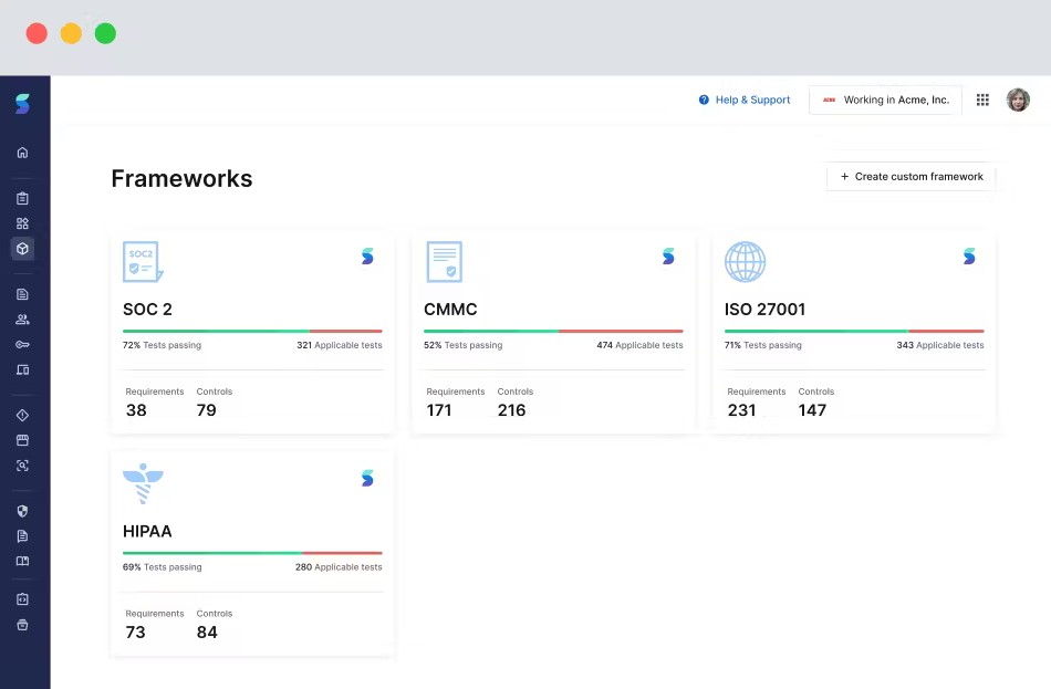 Secureframe Frameworks