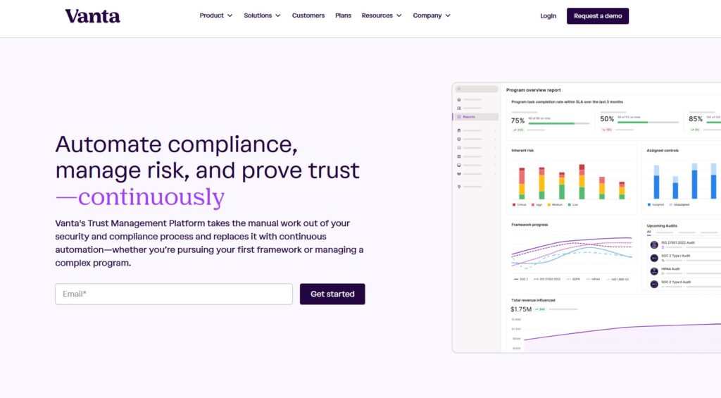 Vanta Home Page.