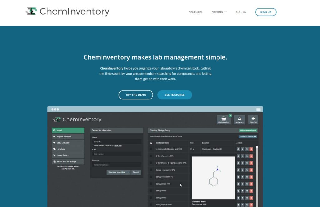 ChemInventory lab management platform.