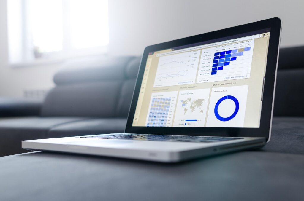 A laptop showing predictive analytics.