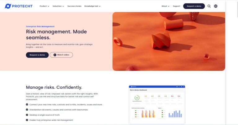 The home page for the Protecht ERM Platform.