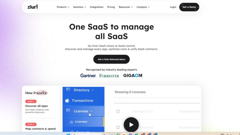 Zluri home page, SaaS compliance.
