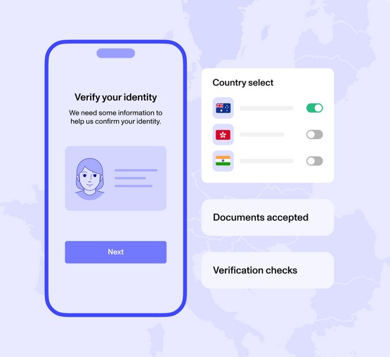 Persona verify identification screen showing photo area, verification checks, and document status.