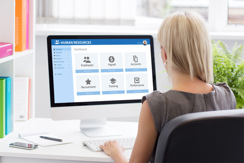 A woman setting up payroll for a LLC using the Corpnet platform.
