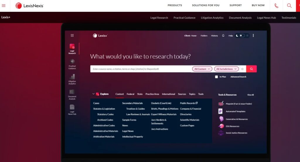 LexisNexis legal compliance product page.