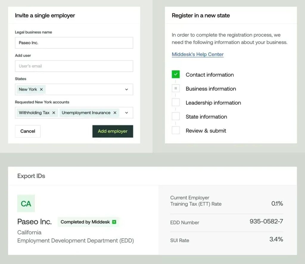 Tax registration form for Middesk for their payroll compliance product.