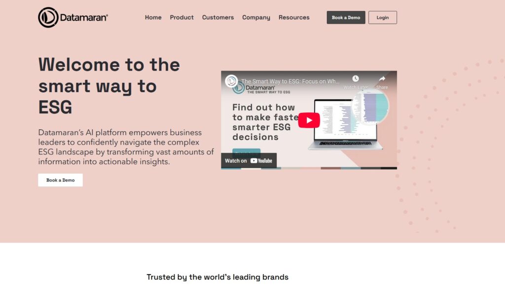Datamaran AI Platform for ESG - product page.