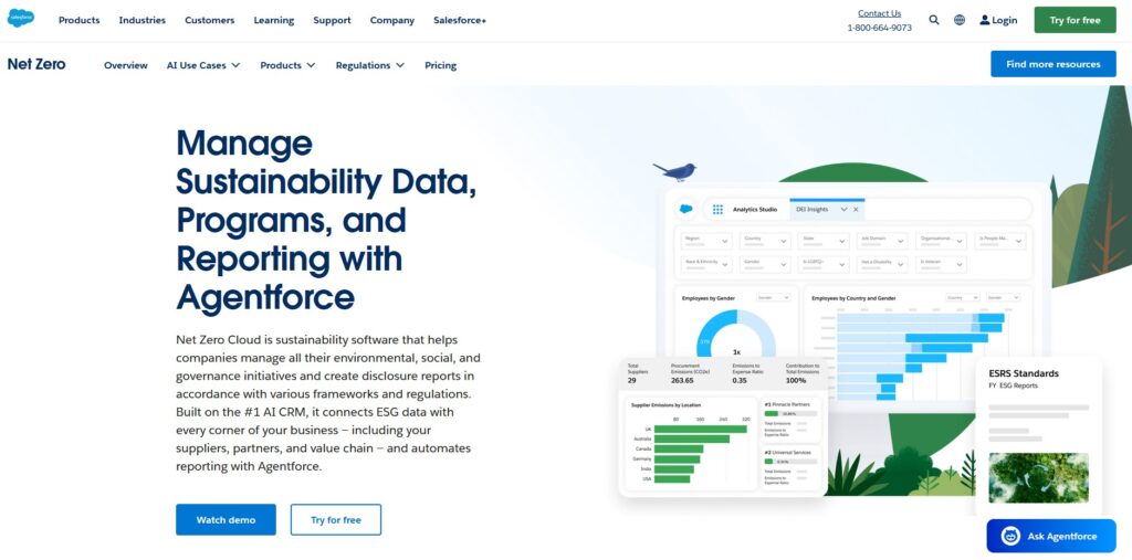 Salesforce Net Zero Cloud Home Page.
