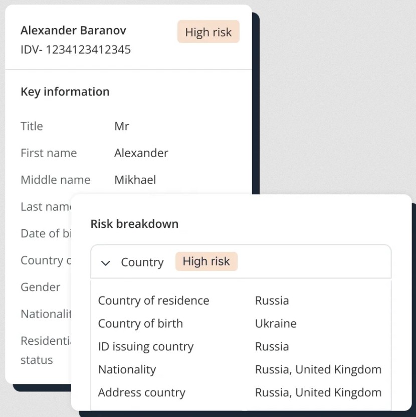 Comply Advantage KYC Customer Screening Example.
