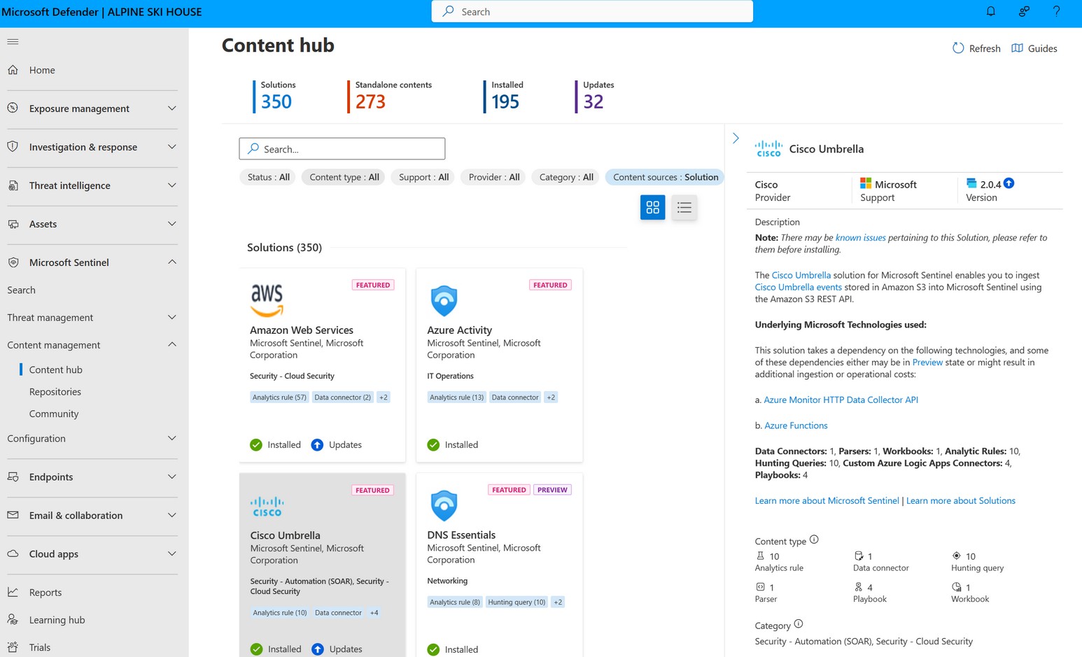 Microsoft Sentinel Content Management Dashboard.