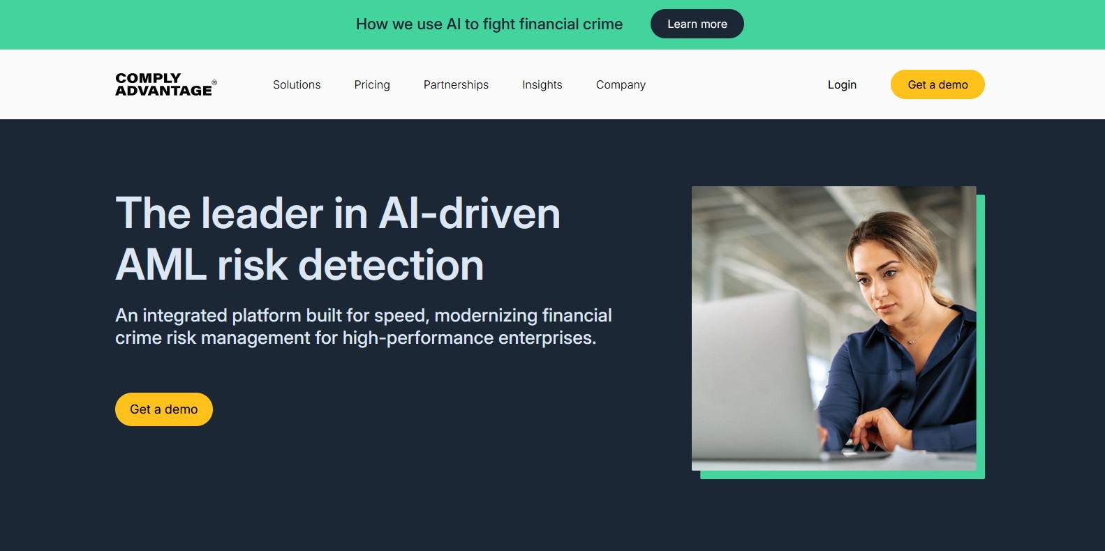 ComplyAdvantage Home Page.