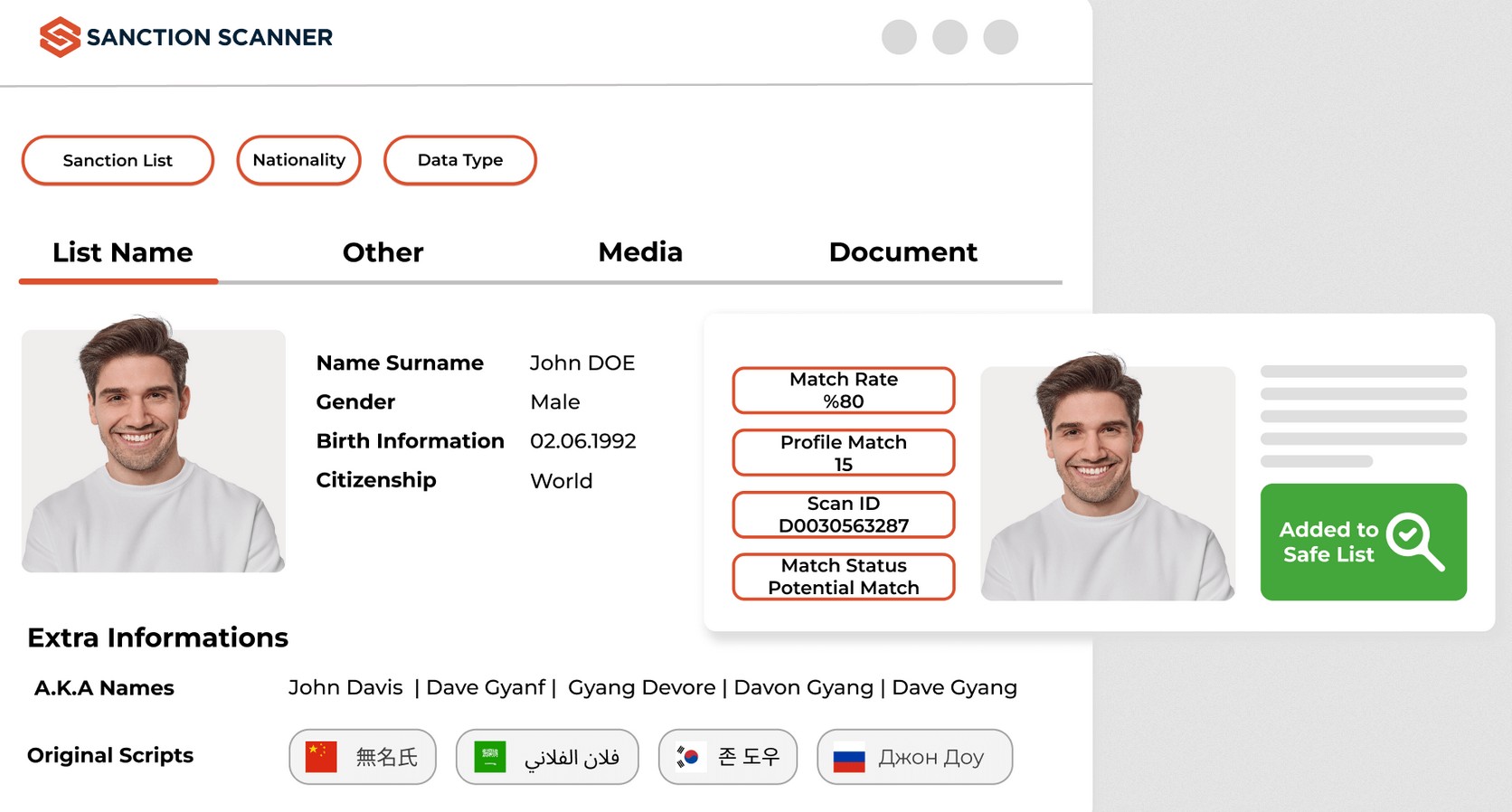 Sanction Scanner AML Tool.